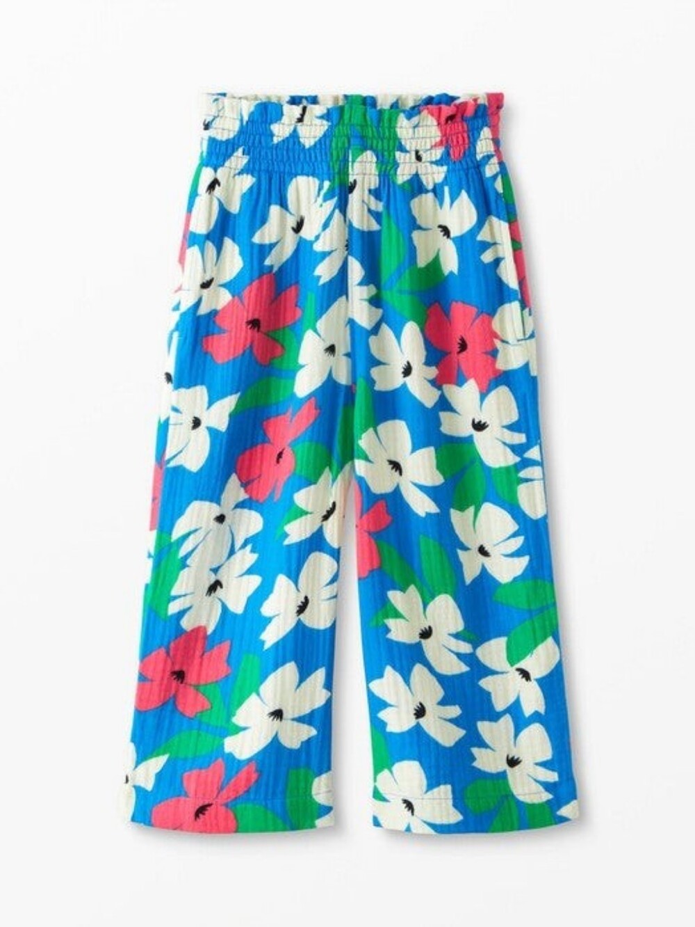 Hanna Andersson Hibiscus Petals Print Wide Leg Smocked Muslin Pant